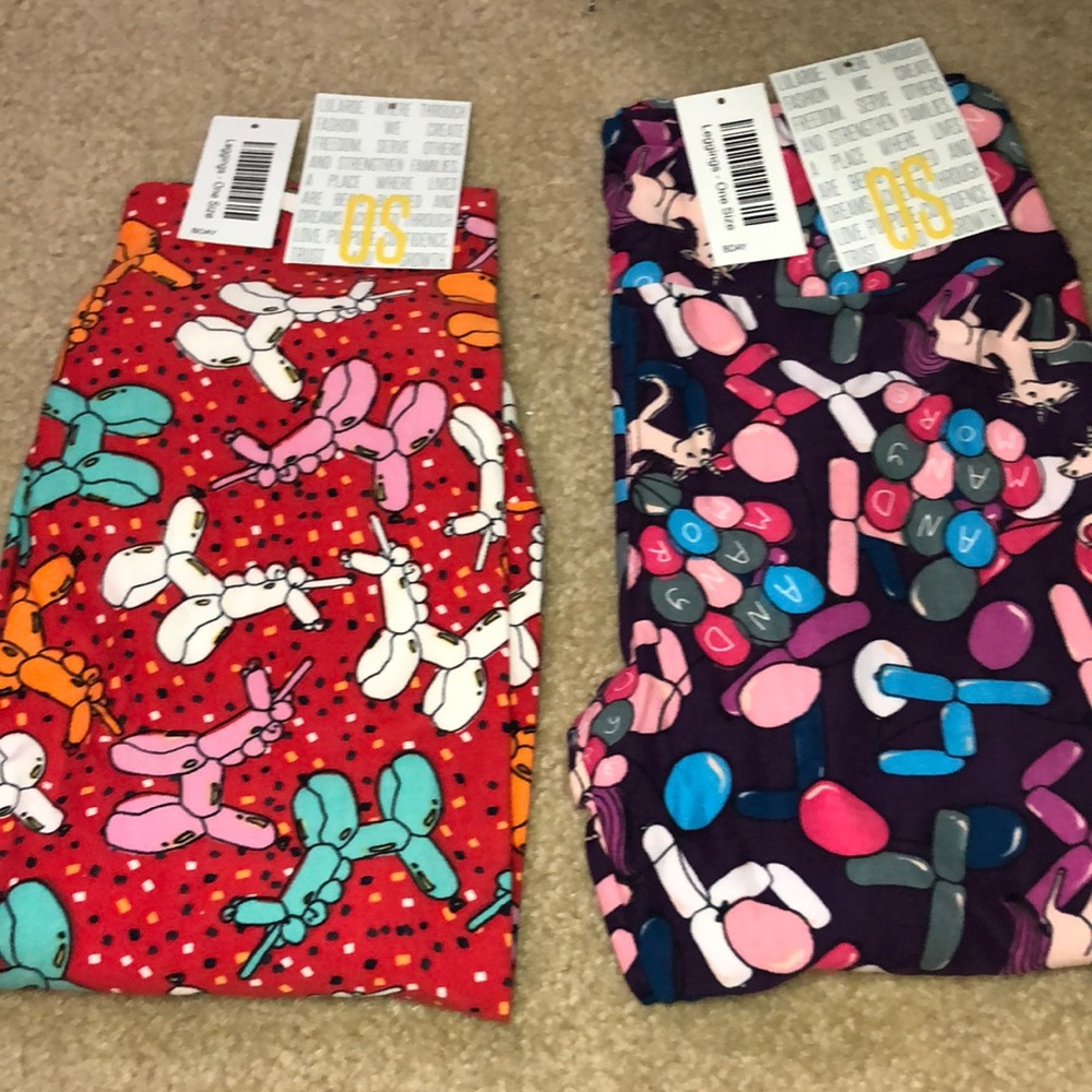 2 pairs Lularoe Birthday OS leggings.